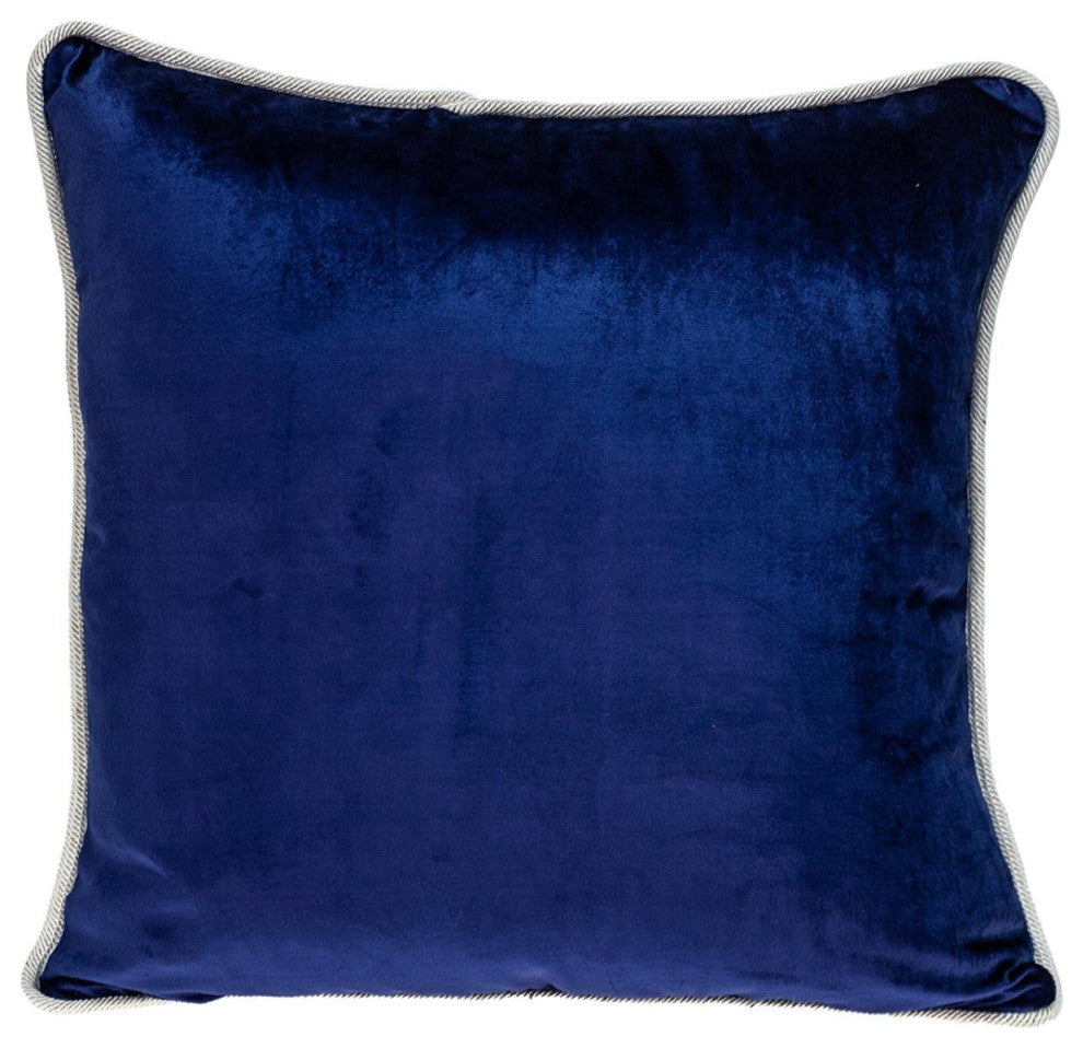 Reversible Royal and Aqua Square Velvet Throw Pillow