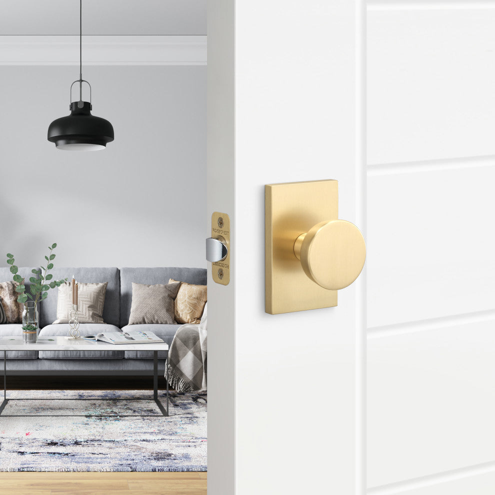 Zermatt Knob, Satin Brass, Passage Function