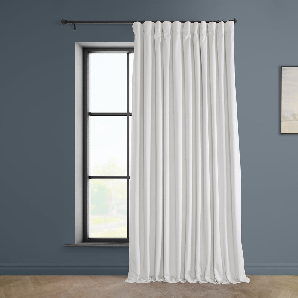 Heritage Plush Velvet Extrawide Curtain Single Panel, Pillow White, 100"w X 108"l