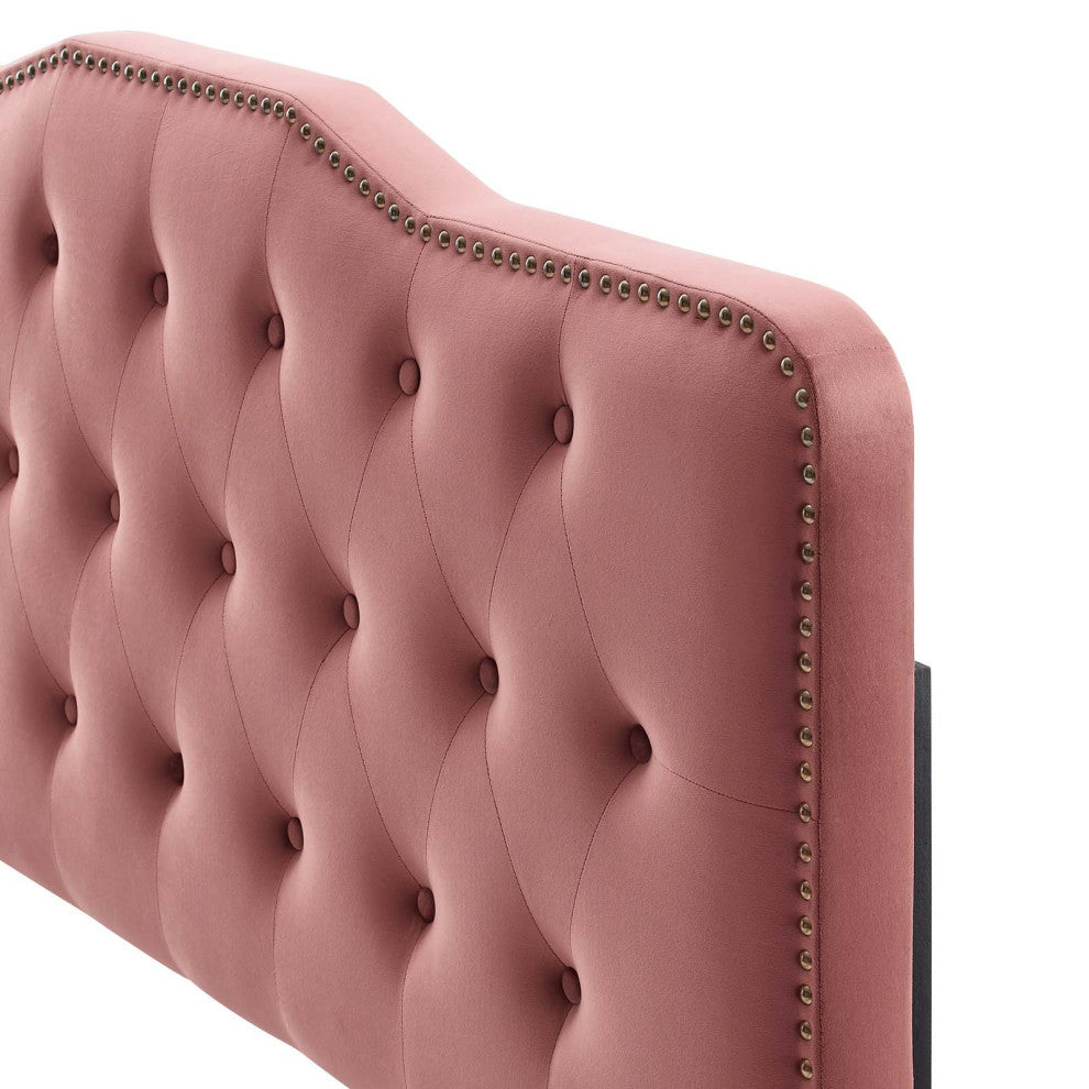 Tufted Headboard, Twin Size, Velvet, Pink, Modern Contemporary, Bedroom Master