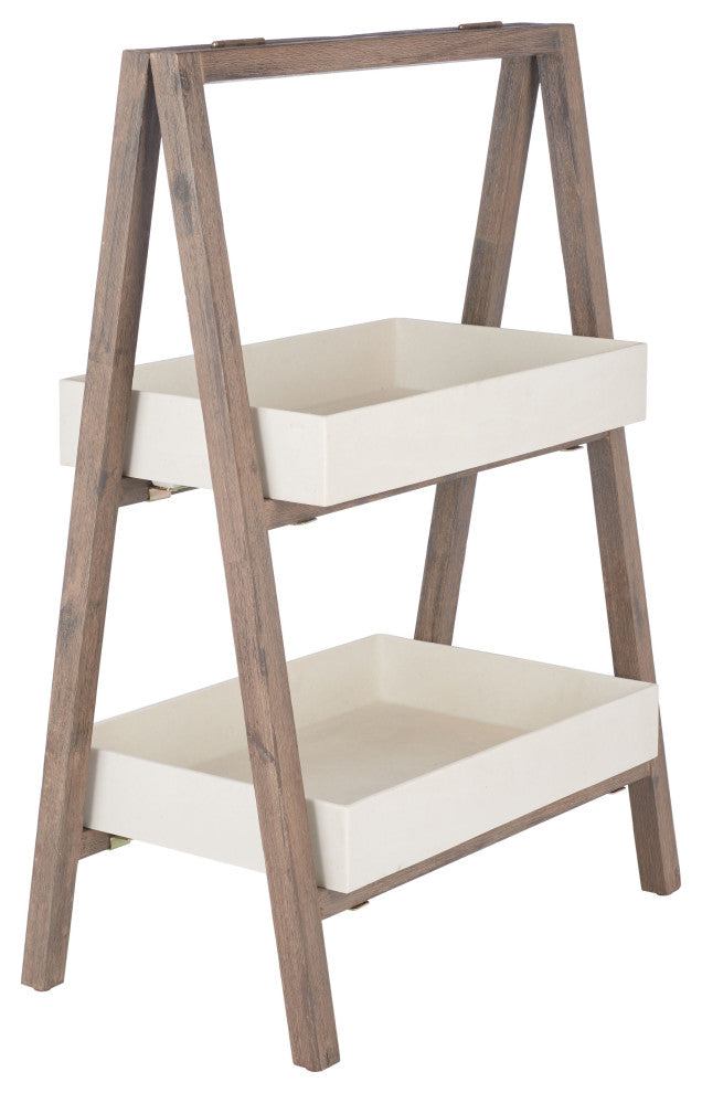 Safavieh Nerri Patio Shelf, Dark Walnut/Beige
