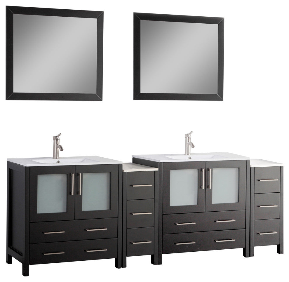 Vanity Art Vanity Set With Ceramic Top, 84", Espresso