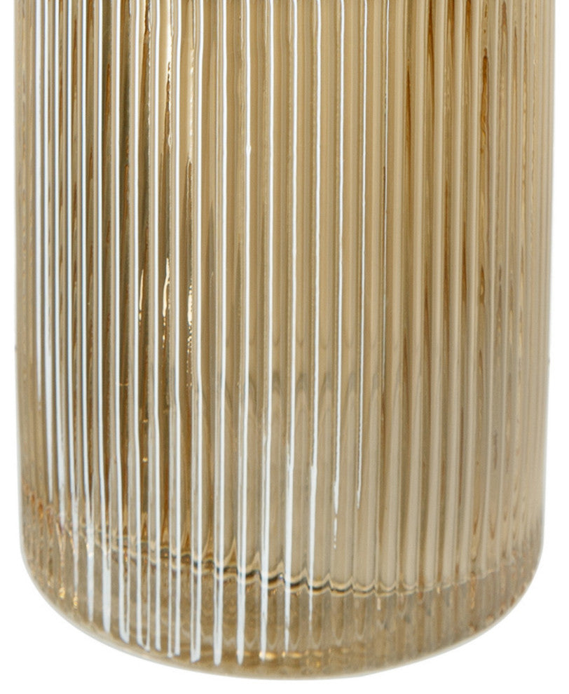Benzara BM284993 S/2, Glass Vases, Tall Round Cylinders, Yellow, Clear Finish
