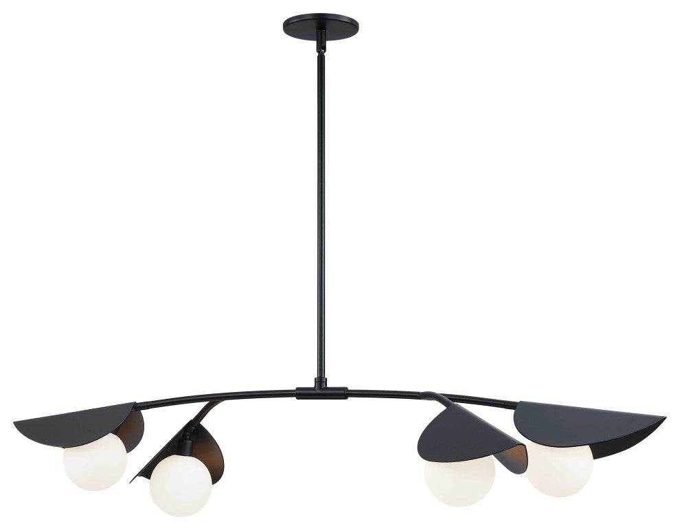 Emma Contemporary 4 Light Matte Black White Metal Pendant