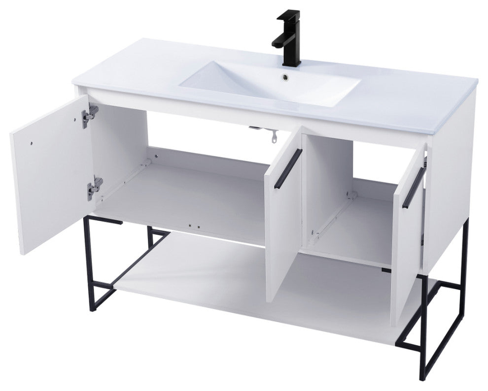 48" Single Bathroom Vanity, White