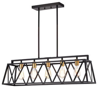 CHLOE Lighting IRONCLAD Industrial 5 Light Textured Black Pendant