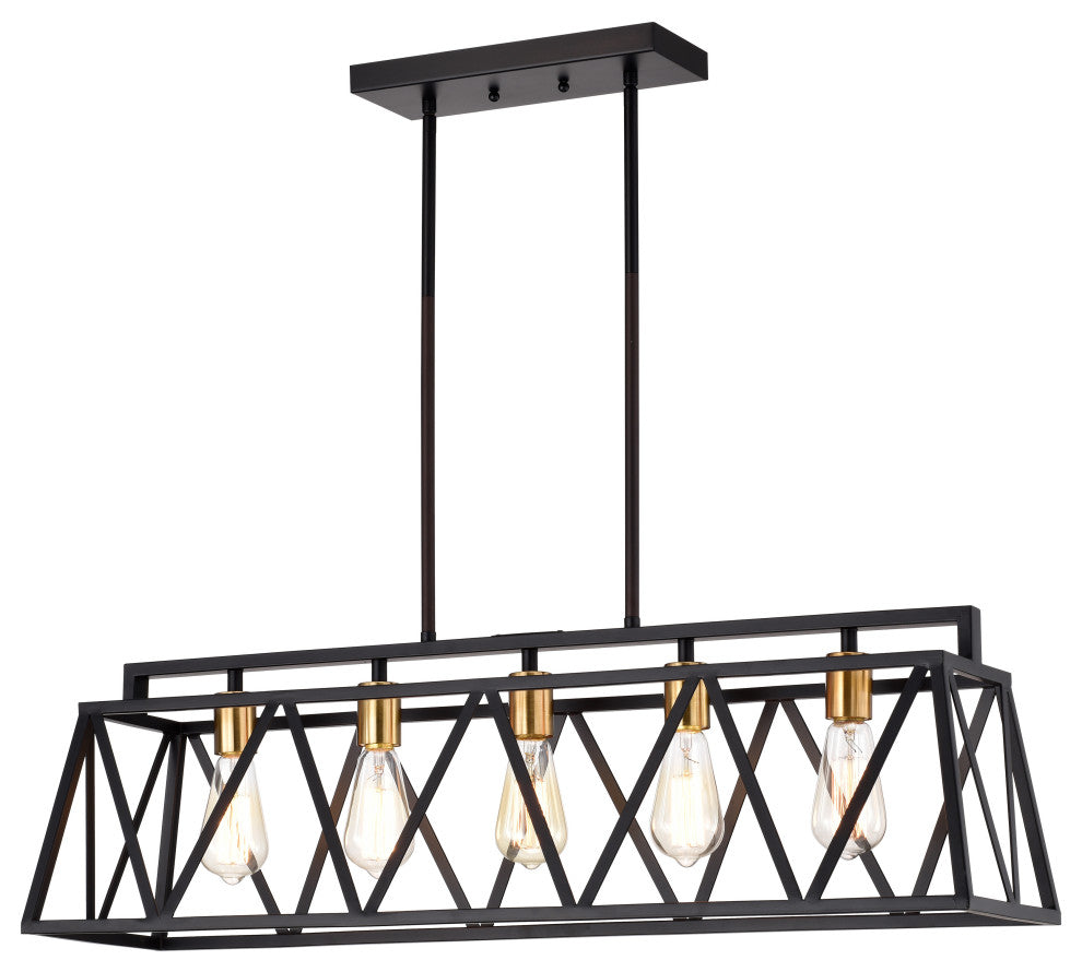 CHLOE Lighting IRONCLAD Industrial 5 Light Textured Black Pendant