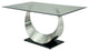 Benzara BM209533 Metal & Glass Dining Table With U Shape Base, Chrome & Black