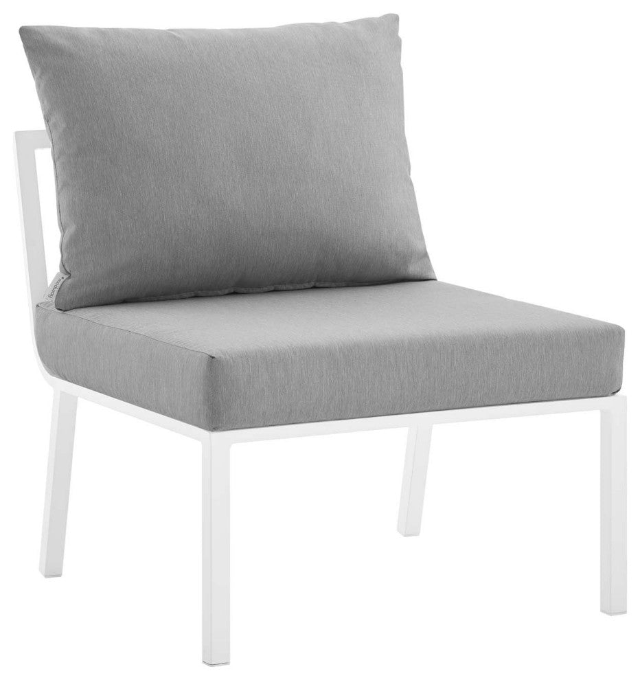 Riverside Outdoor Patio Aluminum Armless Chair White Gray