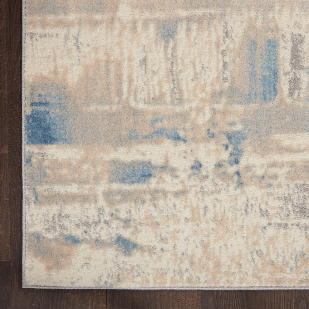 Nourison Solace 8' x 10' Ivory/Grey/Blue Modern Indoor Area Rug