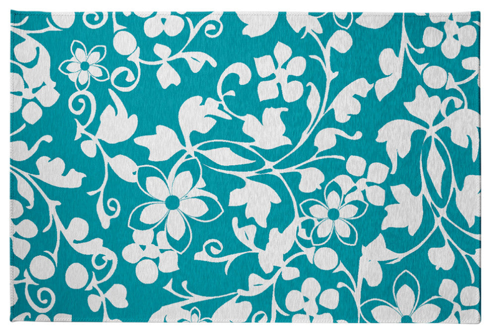 Evelyn Spring Chenille Rug, Turquoise, 4'x6'