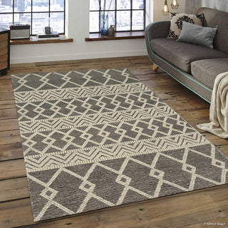 Handwoven Wool Black Contemporary Geometric Durrie Killim Rug, 8'x10'