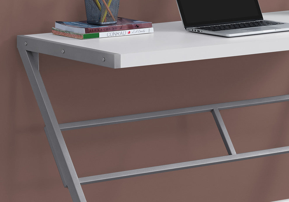 Computer Desk Home Office Laptop 48"L Work Metal Laminate White Grey