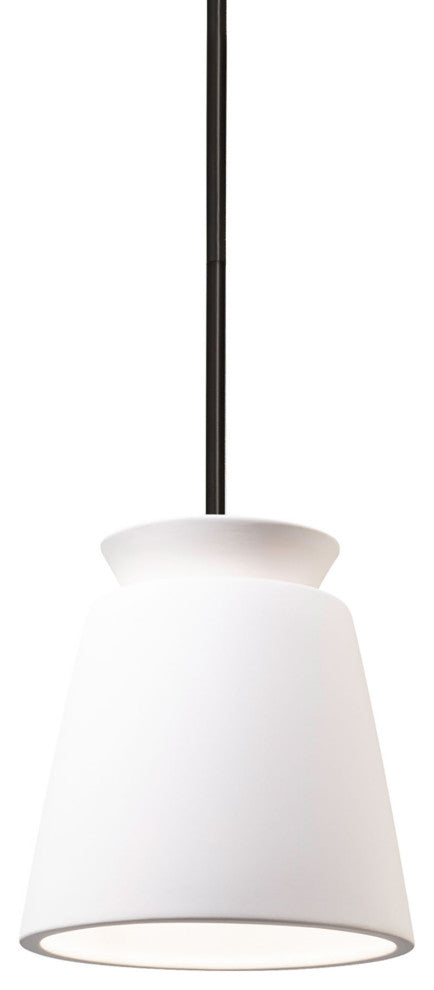 Small Trapezoid Pendant, Bisque, Matte Black, Incandescent