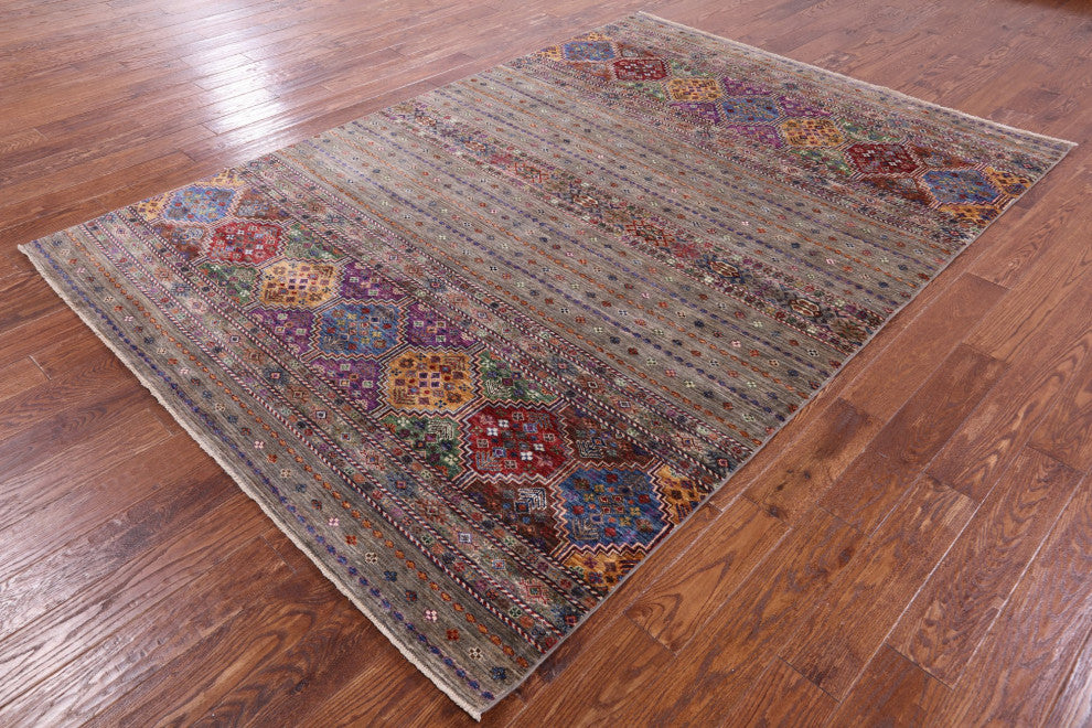 6' 7" X 9' 6" Super Kazak Khorjin Hand Knotted Wool Rug Q9667
