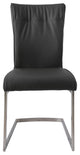 Dining Chair With Pu Seat and Brushed Stainless Steel Leg, Set of 2, Gray