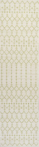 Ourika Moroccan Geometric Indoor/Outdoor Rug, Cream/Green, 2x10