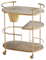 Barcraft Bar Cart, Antique Brass, Stainless Steel, Wood, 18.5"W (10687 MGM8H)