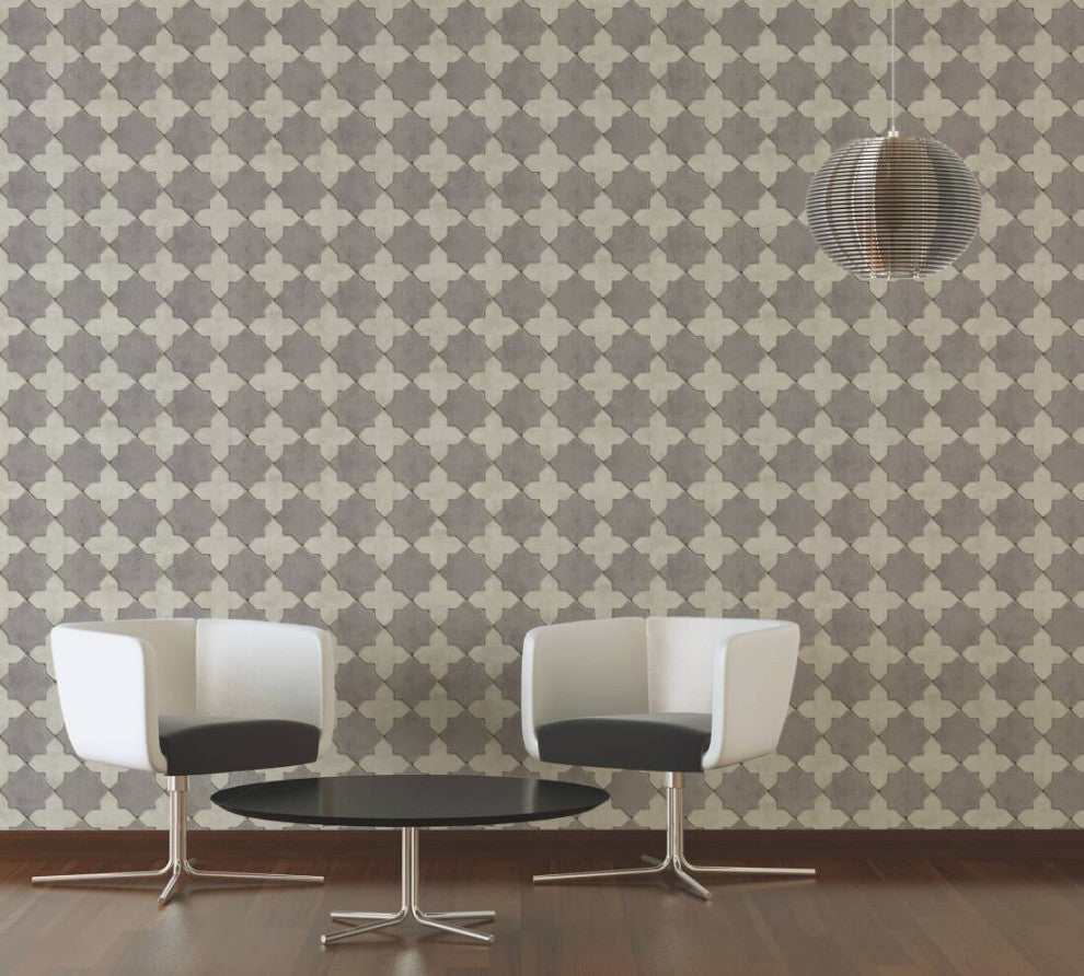 Mosaic Textured Wallpaper Featuring Star Shaped Tile, 374215