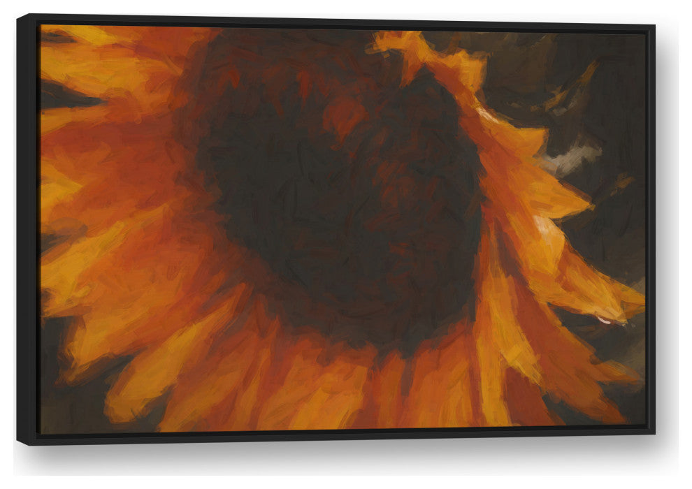 Dark Sunflower 48x32 Black Floating Framed Canvas