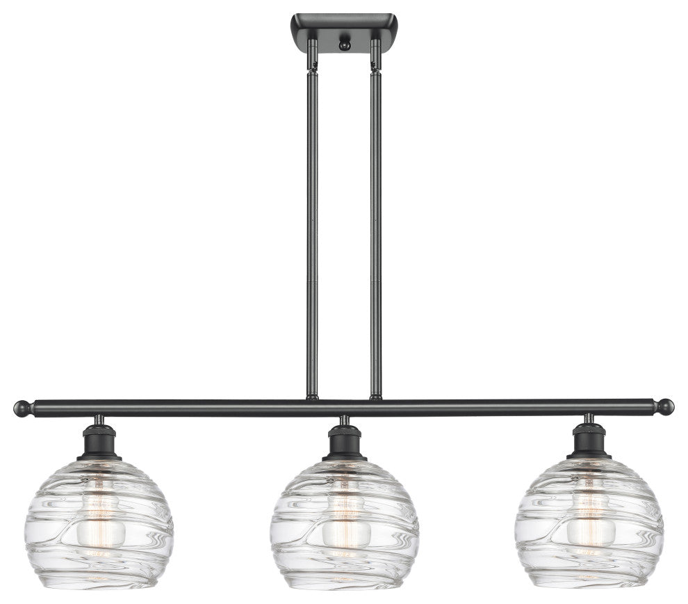 Deco Swirl 3-Light Island-Light, Matte Black, Clear
