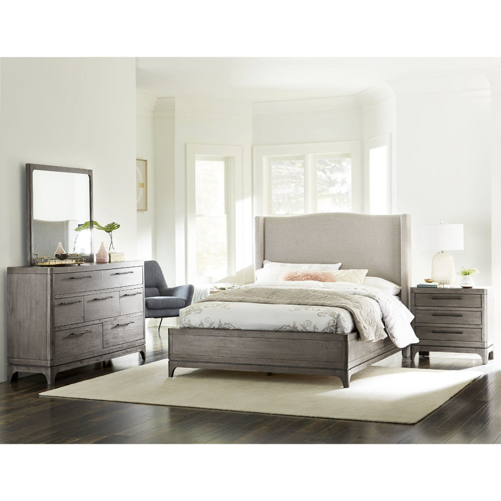 Modus Cicero 4 PC Cal King Upholstered Bed Set in Rustic Latte