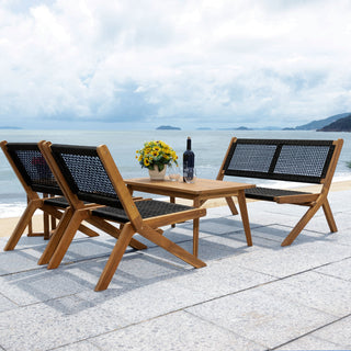 Safavieh Kobina 5 Piece Outdoor Living Set, Natural/Black Rope