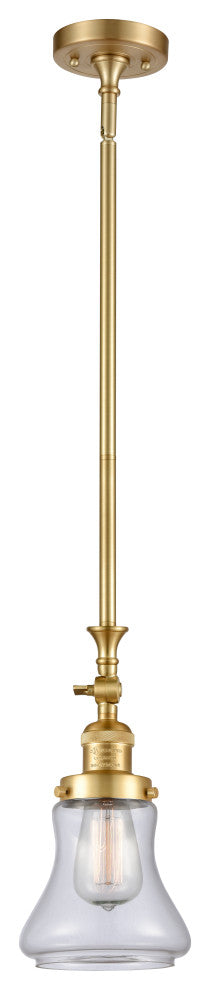 Bellmont 1 Light Mini Pendant, Satin Gold, Clear