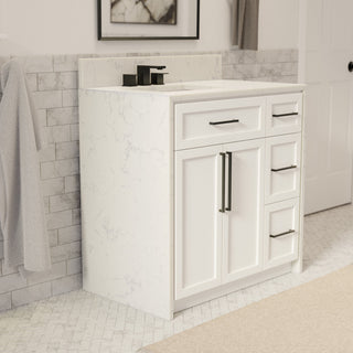 Palisade 36" Bathroom Vanity, White, Engineered Marble