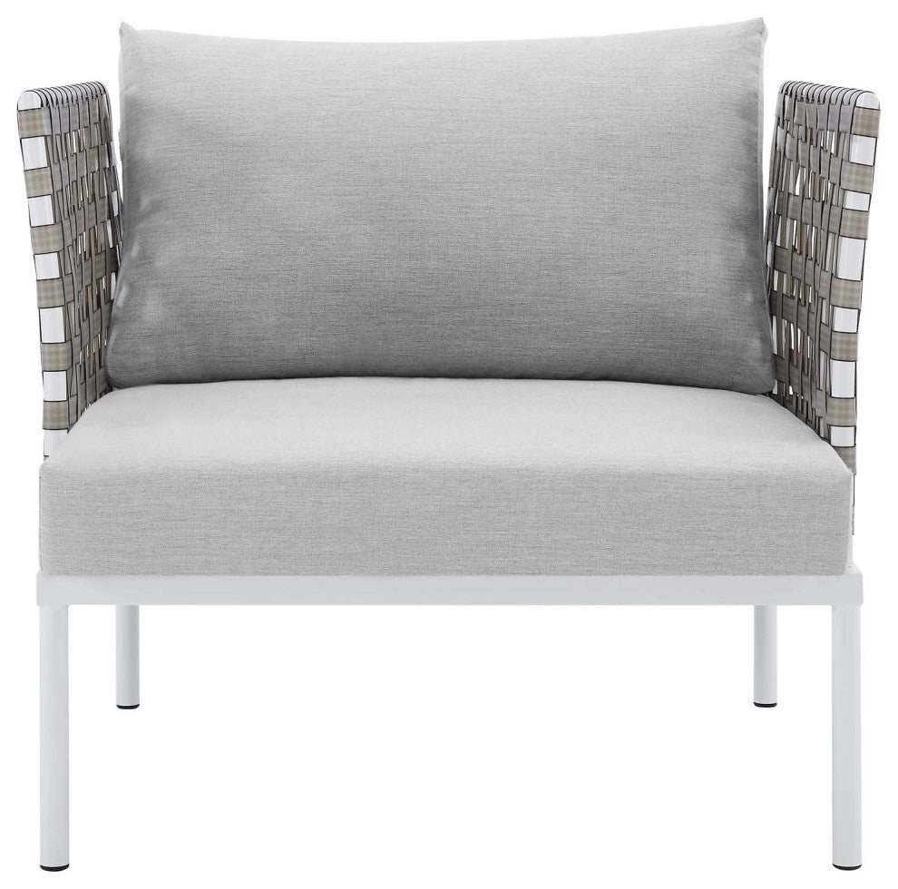 Side Lounge Chair Armchair, Sunbrella, Aluminum, Metal, Gray, Outdoor