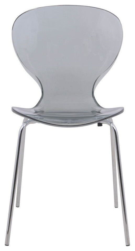 Stackable Plastic Dining Chair with Chrome Legs for Indoor and Outdoor Set of 2, Black