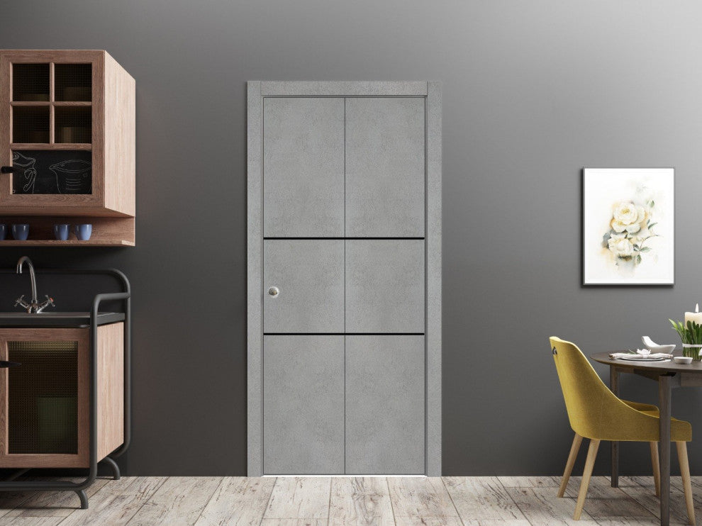 Bi-fold Doors 56 x 84 | Planum 0014 Concrete with  | Sturdy Tracks