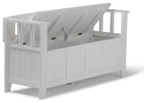 Acadian Solid Wood 48" Wide Rustic Entryway Storage Bench, White
