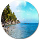 Wild Blue Beach Panorama View, Seashore Large Disc Metal Wall Art, 23"
