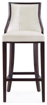 Fifth Avenue Bar Stool in Pearl White and Walnut