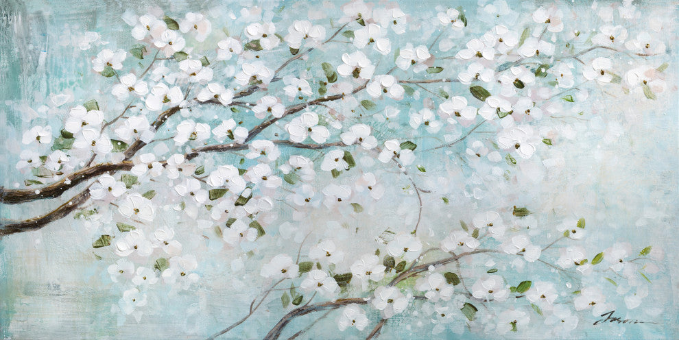 Abstract cherry blossom - Oil Painting Print on Wrapped Canvas, Wall art, 48"x24"