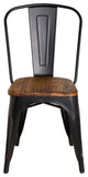 Highland Commercial Metal Dining Chair, Wooden Seat, Frosted Black, Set of 4