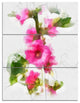 Pink Flower with Stem and Leaves, Floral Canvas Artwork, 28x36, 3 Panels