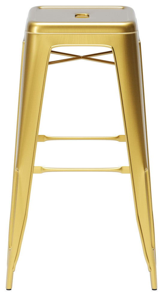 Bar Stool Chair Barstool, Set of 4, Steel Metal, Brass, Gold, Cafe Bistro