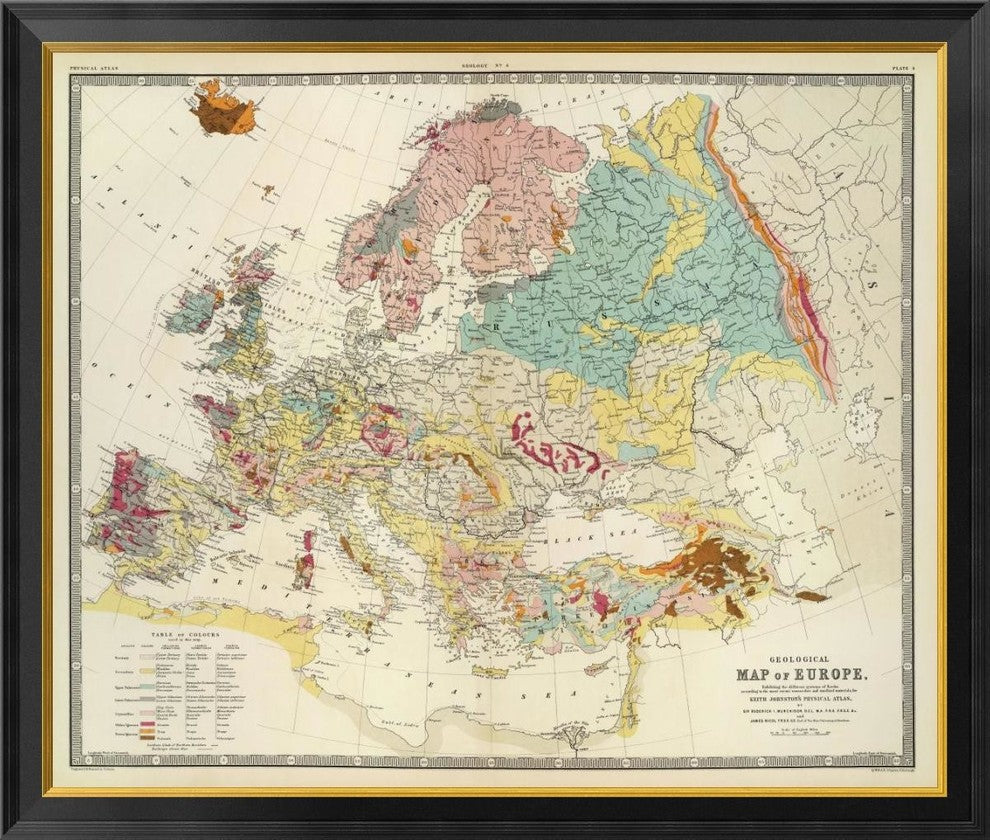 "Geological map Europe, 1856"  by Sir Roderick Impey Murchison, 40x34"