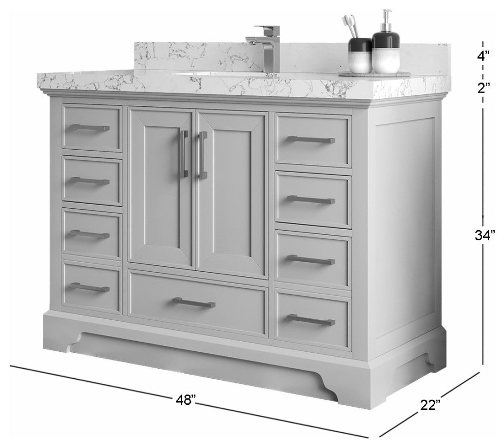 Charlotte 48" Single Sink Bath Vanity in Fine Grain 2" Viola Gold