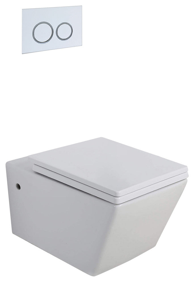 In-Wall Toilet Set, 2"x6" Carrier and Tank, White Round Actuators