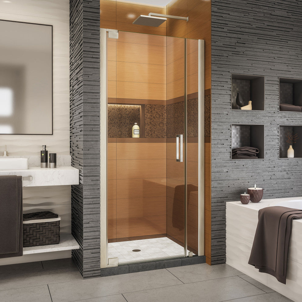 Elegance-LS 36 1/4 - 38 1/4"W Frameless Pivot Shower Door, Brushed Nickel