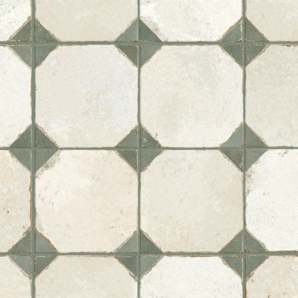 Kings Yard Blue Ceramic Floor and Wall Tile, Sage