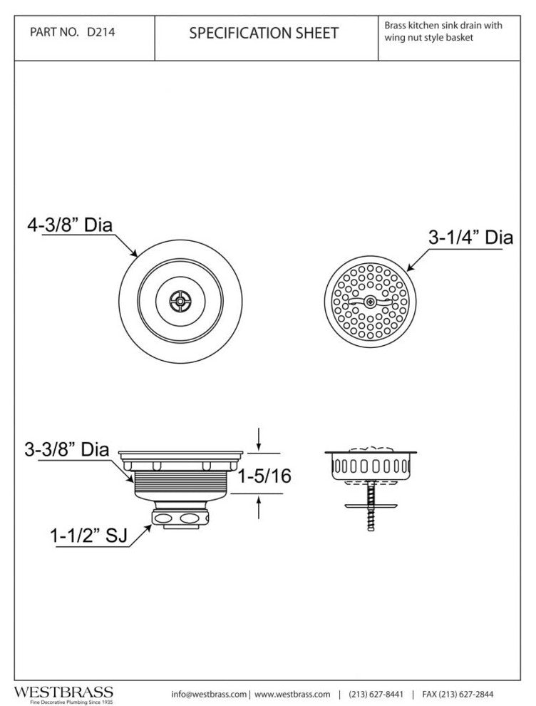 Wing Nut Style Large Kitchen Basket Strainer In Polished Nickel