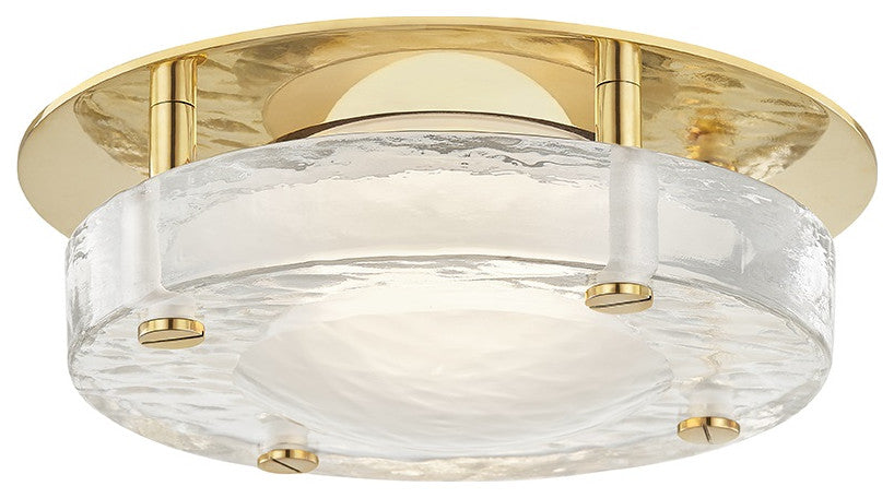 Heath 1 Light Flush Mount, Aged Brass Finish