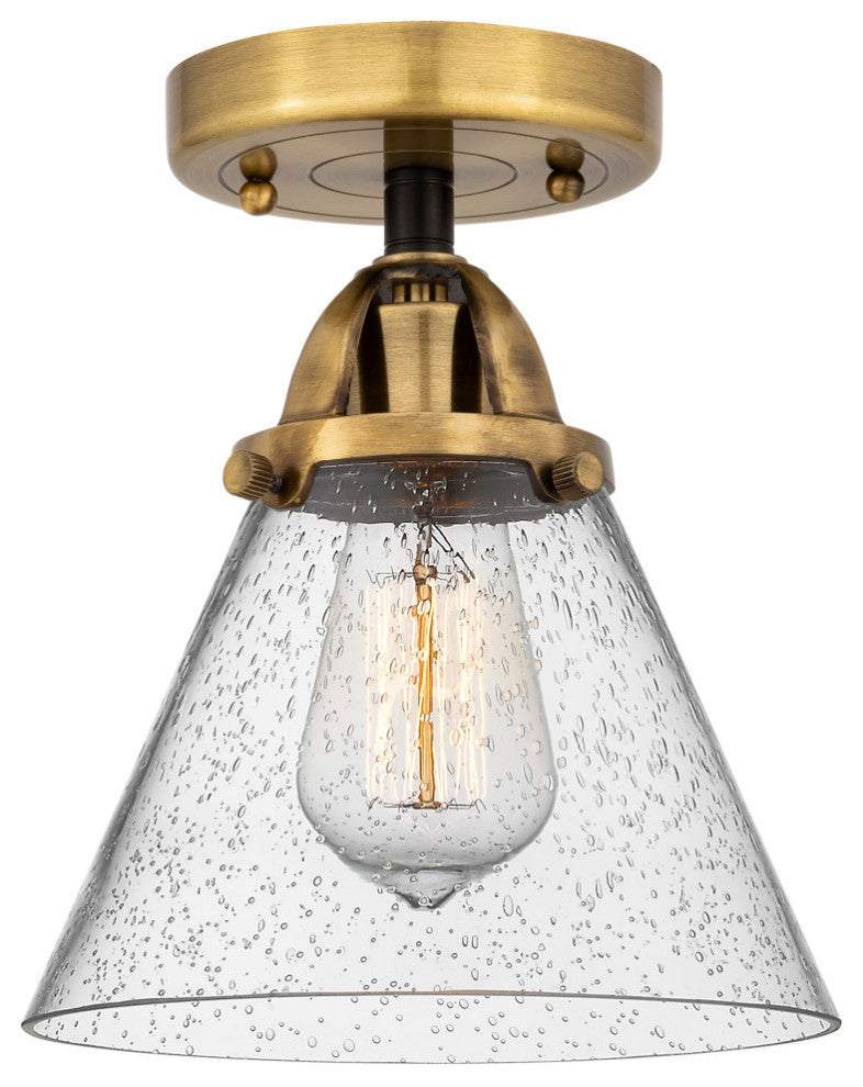 Large Cone Semi-Flush Mount, Black Antique Brass, Seedy, Seedy