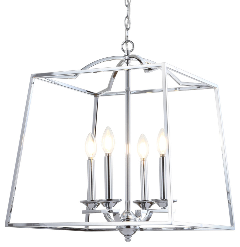 Gloria Metal LED Pendant, Chrome, 19"