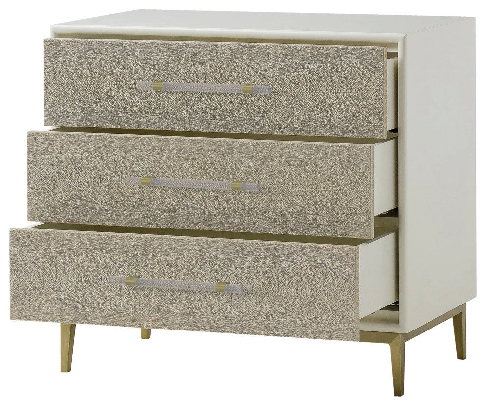Sonder Living Alice Nightstand 3 Drawer | Emboss Faux Shagreen
