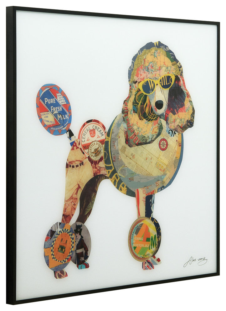 "Poodle" Printed Wall Art With Black Anodized Aluminum Frame